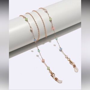 Rose Gold Beaded Pastel Eyeglass Chain A1687